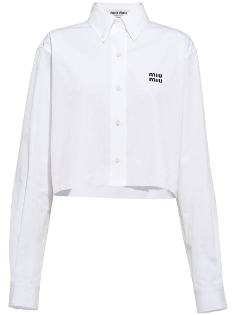 miu miu crop shirt|farfetch miu shirts.